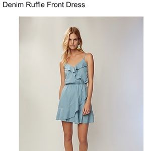 Express Denim Ruffle Front Dress